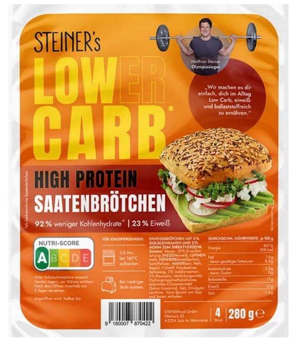Steiner's Lower Carb High Protein Saatenbrötchen