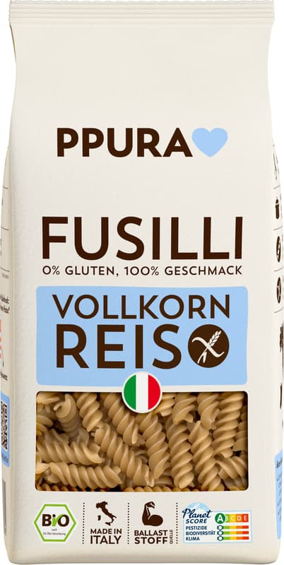 PPURA BIO Fusilli aus Vollkornreis glutenfrei