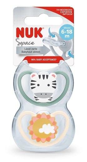 NUK Space silicone soother, 6-18 months, green & beige  
