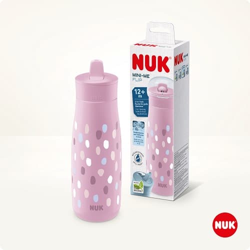 NUK Mini-Me Flip Trinkflasche, 450 ml, 12+ Monate, lila