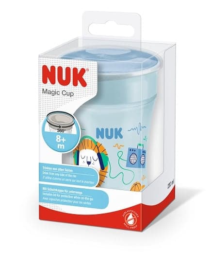 NUK Magic Cup 230 ml, 360° drinking rim, 8+ months, blue