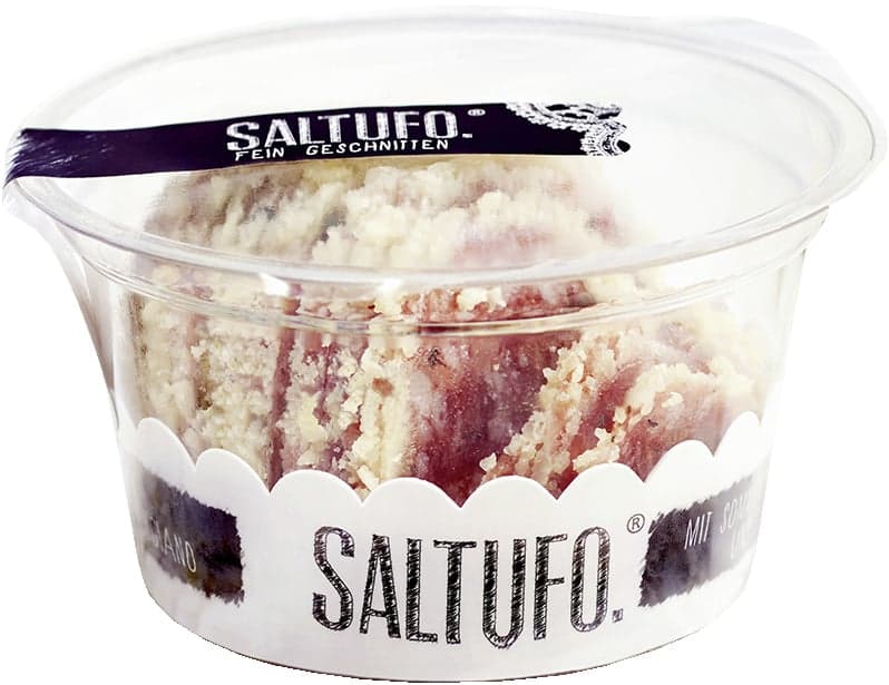 Bedford Saltufo Trüffelsalami im Parmesanmantel geschnitten