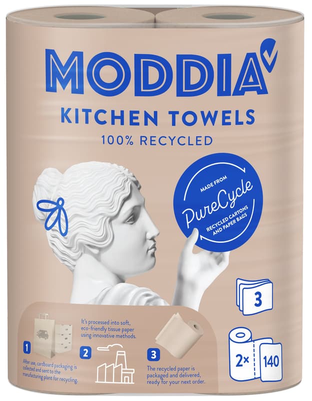 Moddia Recycling Küchenrolle 2 Rollen 3-lagig