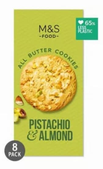Marks & Spencer 8 All Butter Cookies mit Pistazien und Mandeln