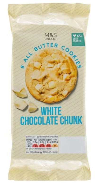 Marks & Spencer 8 All Butter Cookies mit Stückchen belgischer weißer Schokolade