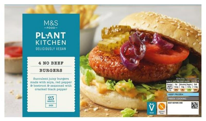 Marks & Spencer Plant Kitchen 4 No Beef Burgers (tiefgekühlt)