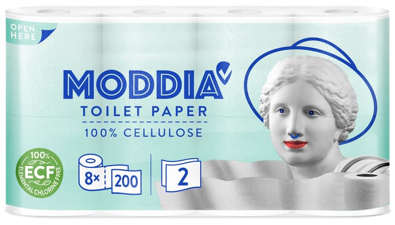 Moddia Toilettenpapier 8 Rollen, 2-lagig