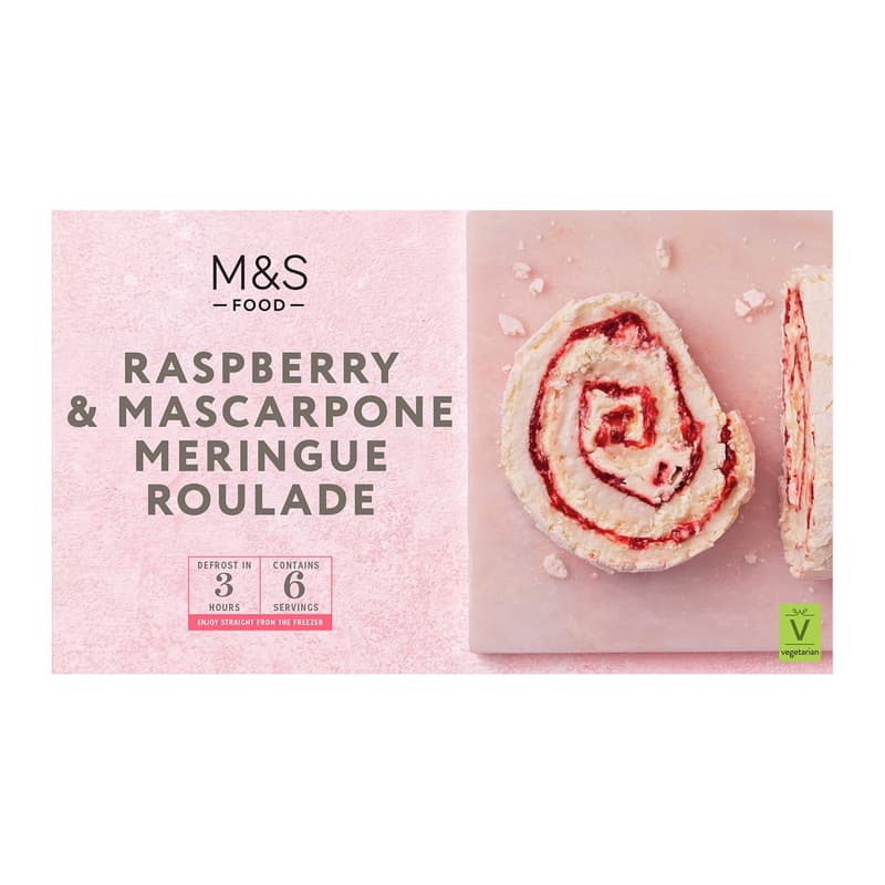 Marks & Spencer Raspberry & Mascarpone Meringue Roulade (tiefgekühlt)