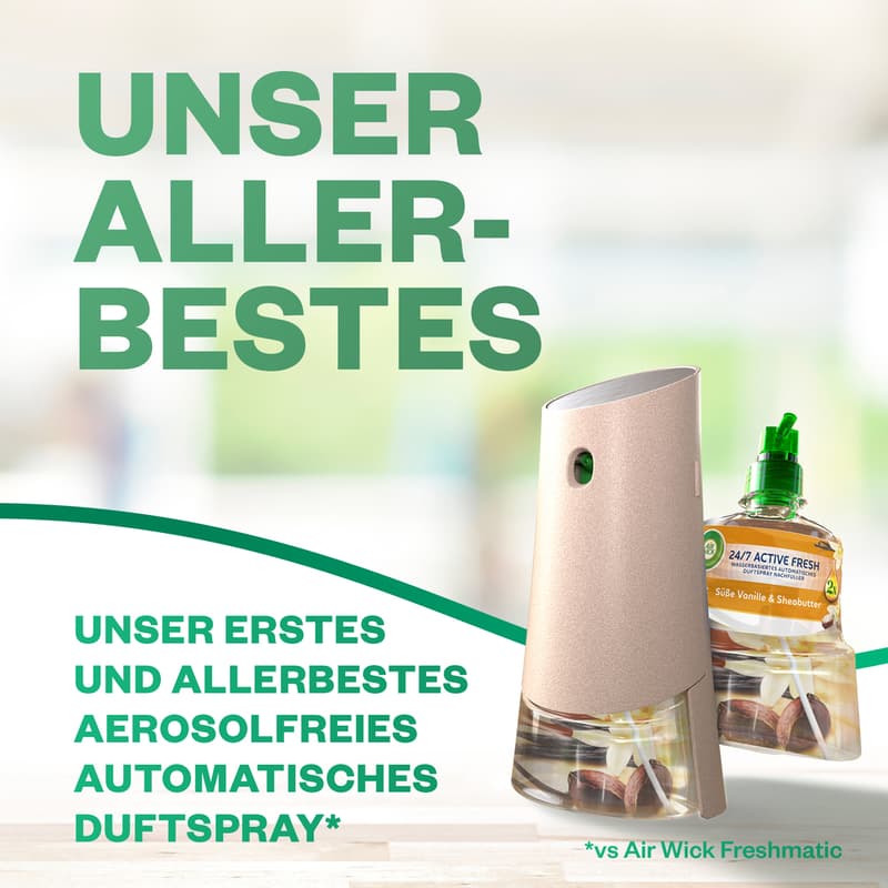 AirWick Active Fresh Aerosolfreies  Freshmatic Nachfüller Süße Vanille & Sheabutter