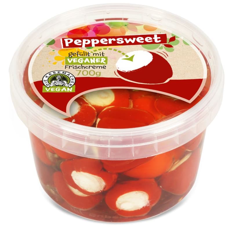 Die Käsemacher Peppersweet gefüllt mit veganer Frischcreme