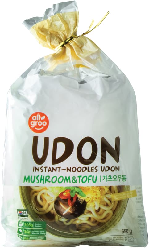 Allgroo Udon noodles, tofu and mushrooms