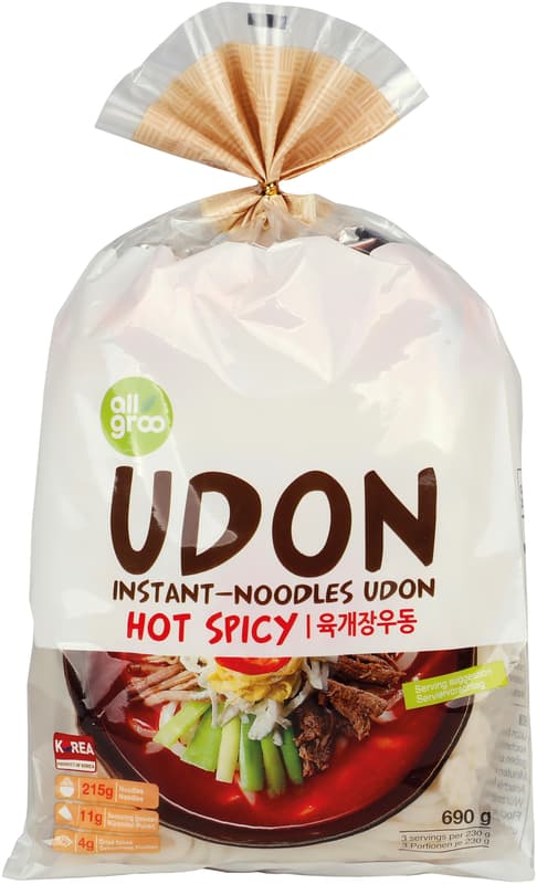Allgroo Udon Nudeln, würzig scharf