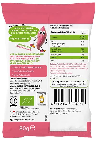 Freche Freunde BIO Himmlisches Laugen-Trio Süßkartoffel 