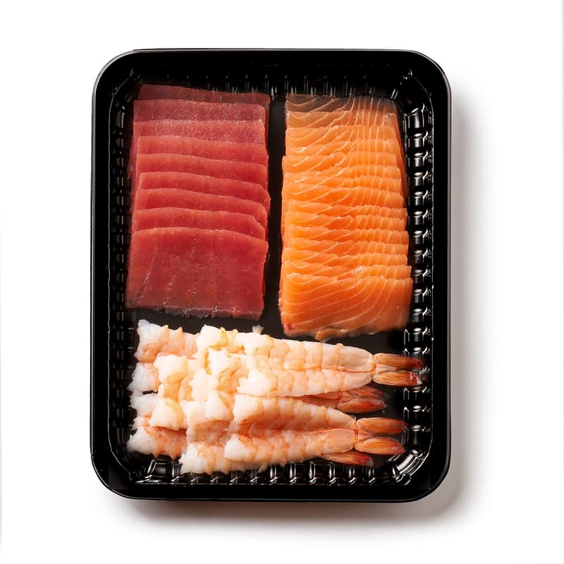 OCEANS Sushi Set 3 (salmon sashimi slices, tuna sashimi slices, ebi shrimp)