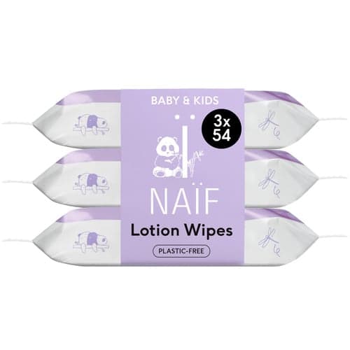 Naïf Care Plastikfreie Feuchttücher mit Lotion für Baby & Kind, 3er Pack