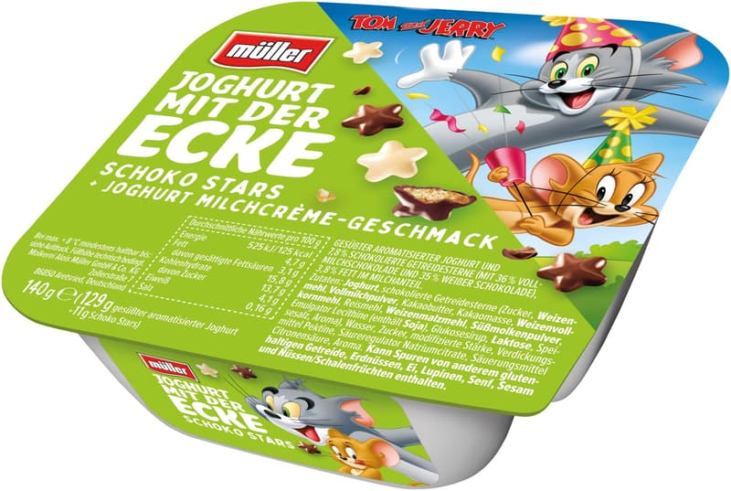 Müller Joghurt mit der Ecke Tom & Jerry Schoko Sterne