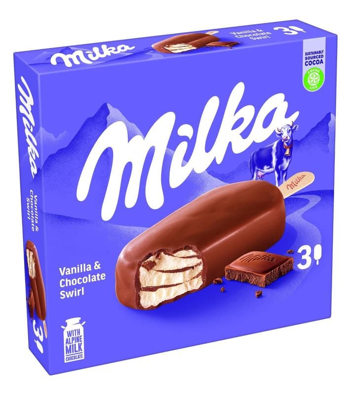 Milka Vanilla & Chocolate Swirl Sticks 3x90ml (tiefgekühlt)
