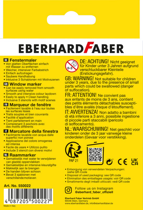 Eberhardt Faber window marker 8-pack incl. stencils