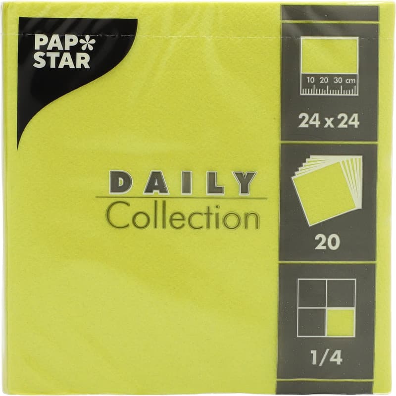 Servietten "DAILY Collection"  24 cm x 24 cm limonengrün