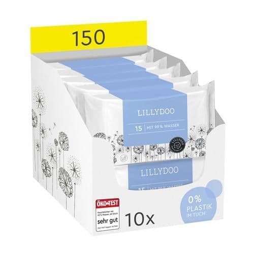 LILLYDOO wet wipes with 99% water, 10x15 pieces