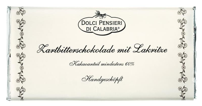 Dolci Pensieri Cioccolato extra Fondente alla Liquirizia
