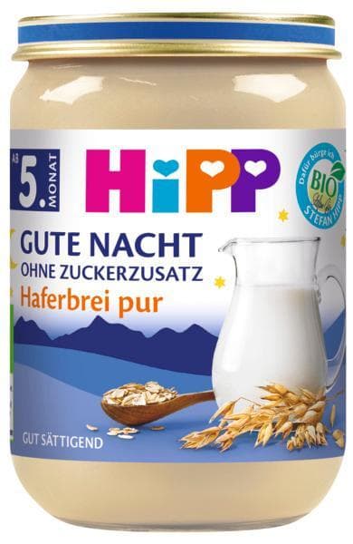 HiPP BIO Gute Nacht - ohne Zuckerzusatz - Haferbrei pur, ab dem 5. Monat