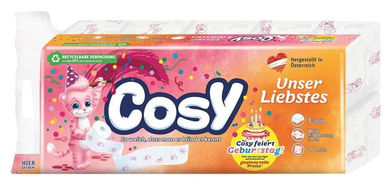 Cosy toilet paper with tiger on the roll 20 rolls, 3-ply