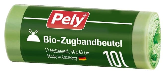 Pely® BIO-Zugbandbeutel, 10L, 12 Stück
