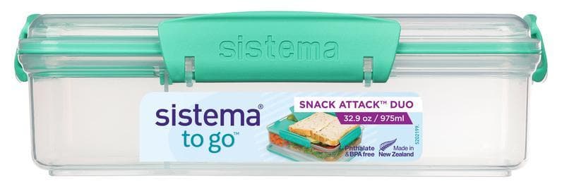 Sistema Snack Attack Duo TO GO snack box with compartments, 975 ml
