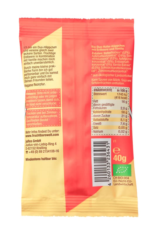FruchtBar BIO Duo-Häppchen Erdbeere & Vanille