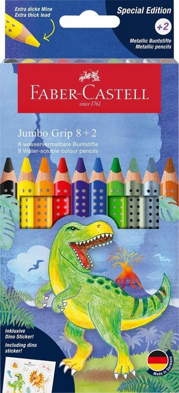 Faber-Castell coloured pencil Jumbo Grip Dino 8+2 cardboard box