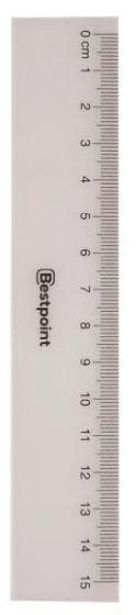 BESTPOINT Kunststofflineal 15 cm transparent