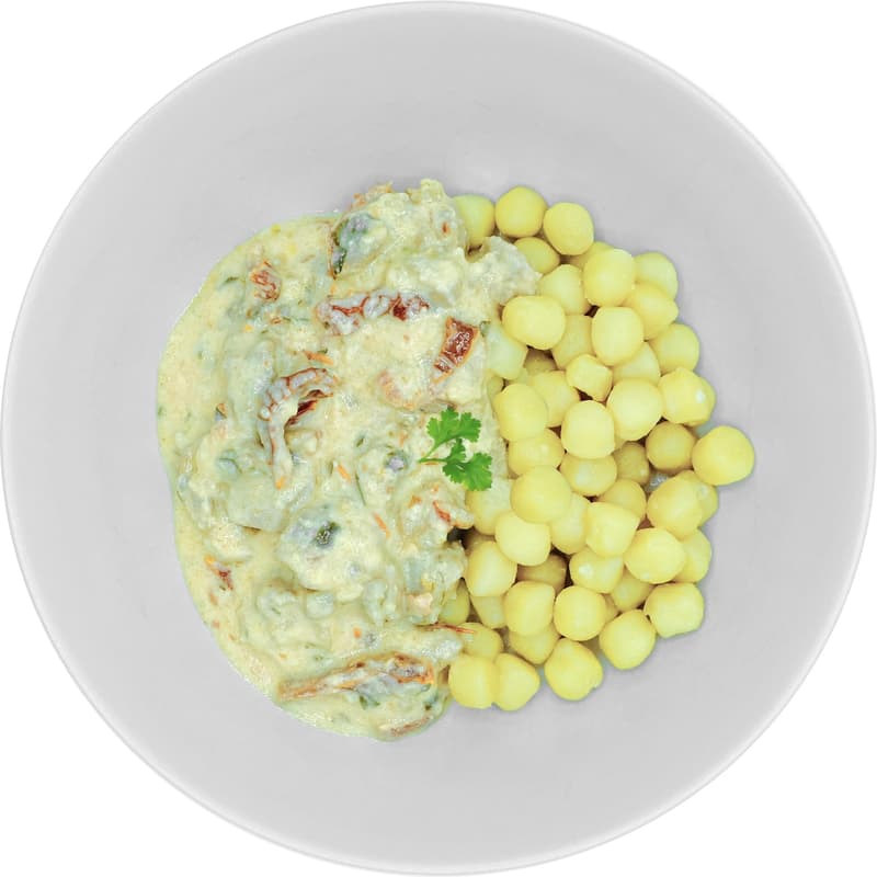 Pappudia Gnocchi mit Huhn und getrockenten Tomaten Cremesauce