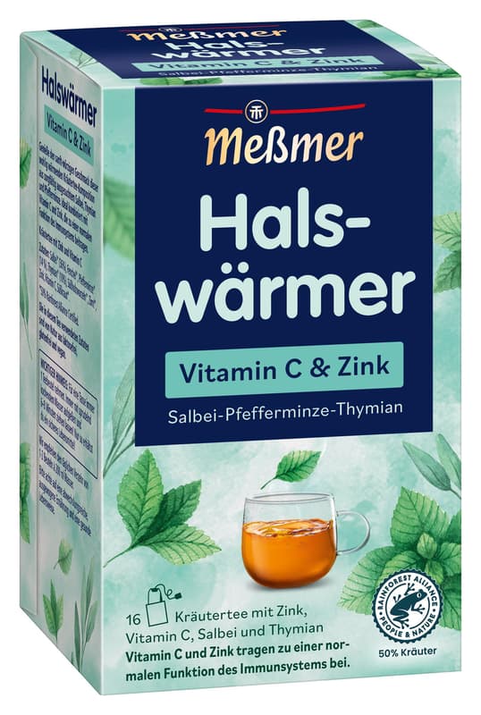 MEßMER Throat Warmer Vitamin C & Zinc Sage-Peppermint-Thyme Tea Bags
