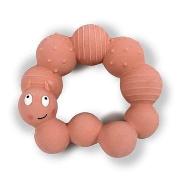 FILIBABBA Beißring aus 100% Naturkautschuk - Lily die Larve Peach