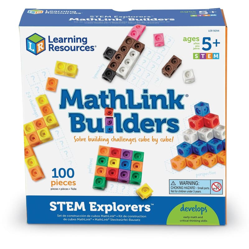 Learning Resources MathLink® Building Blocks - Construction Set with Building Tasks