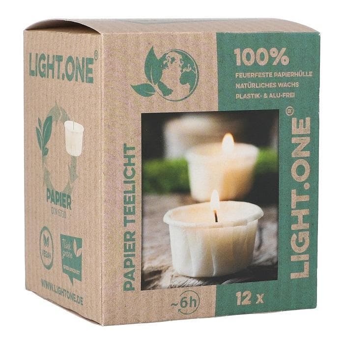 Teelichter Ø 42 mm · 25 mm weiss nachhaltig, in Papierhülle