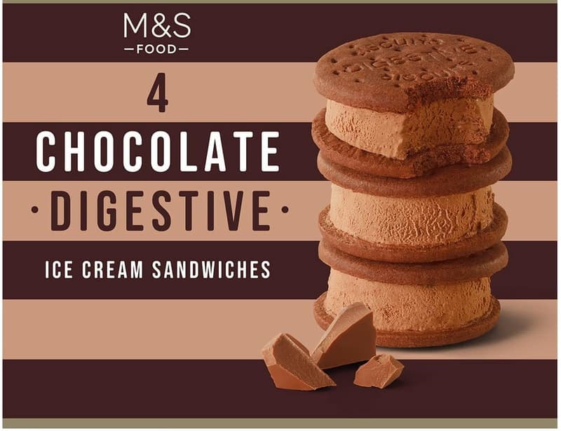 Marks & Spencer 4 Chocolate Digestive Ice Cream Sandwiches
