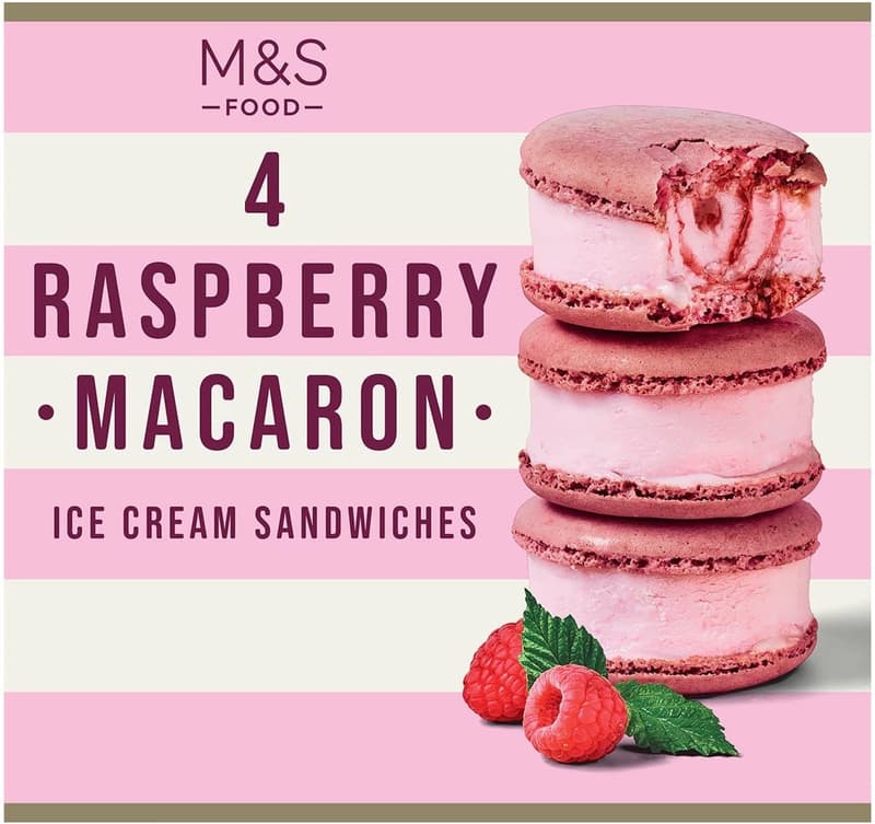 Marks & Spencer 4 Raspberry Macaron Ice Cream Sandwiches