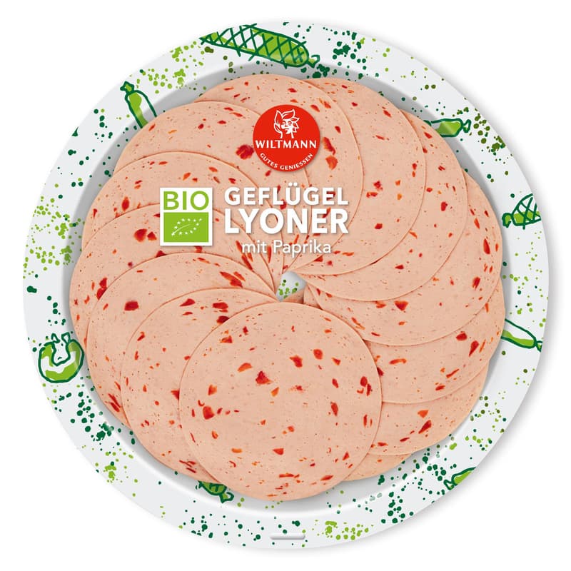 Wiltmann BIO Geflügel Lyoner mit Paprika geschnitten