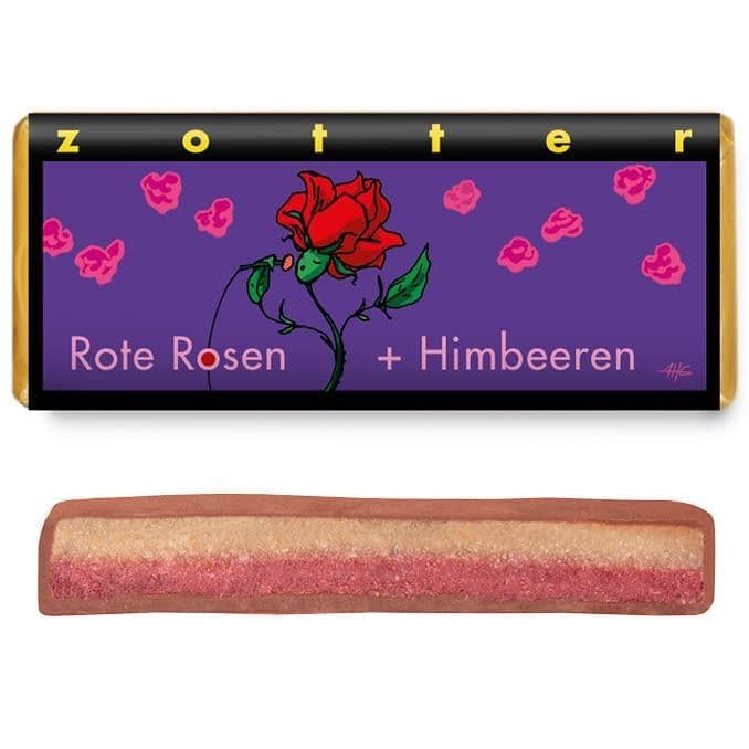 Zotter BIO Handgeschöpft Rote Rosen & Himbeeren