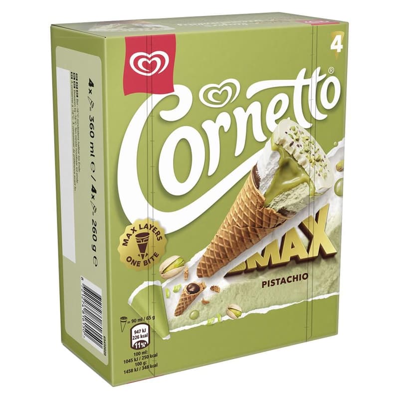 Cornetto MAX Pistachio 4 x (tiefgekühlt)