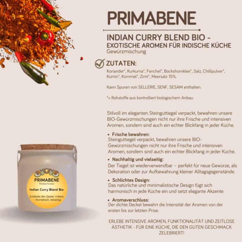 Indian Curry Blend Bio Primabene 