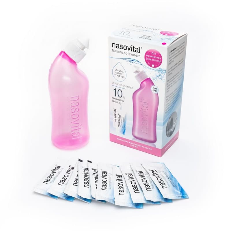 Nasovital Set rosa - Nasendusche + 10 Säckchen für Erwachsene