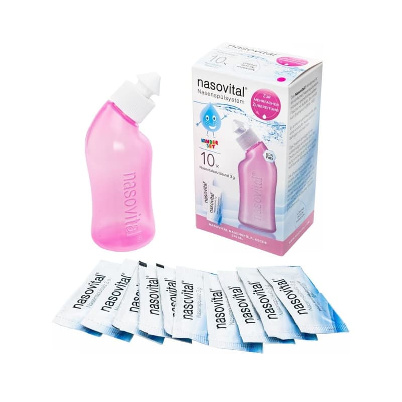 Nasovital Set rosa - Nasendusche + 10 Säckchen für Kinder
