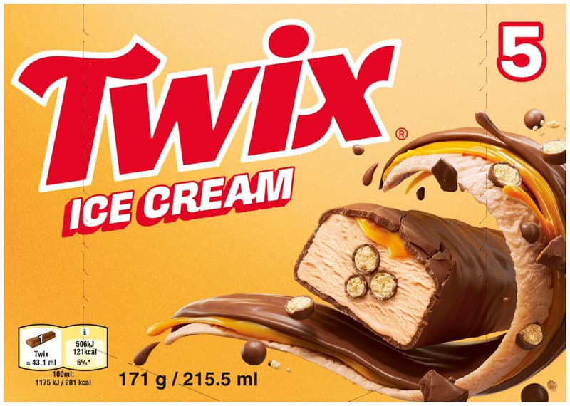 Twix Multipack Ice Cream Bars 5x34. 2 g