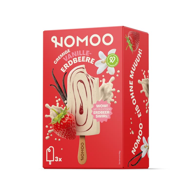 NOMOO Vanille-Erdbeereis 3x65ml VEGAN (tiefgekühlt)
