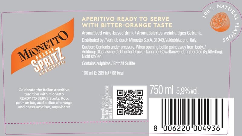Mionetto Orange Spritz Aperitivo Ready to Serve 5,9% 0,75l