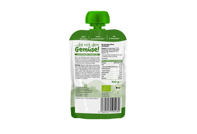 Pumpkin Organics BIO Quetschie Karotte, Kürbis, Süßkartoffel, Mais