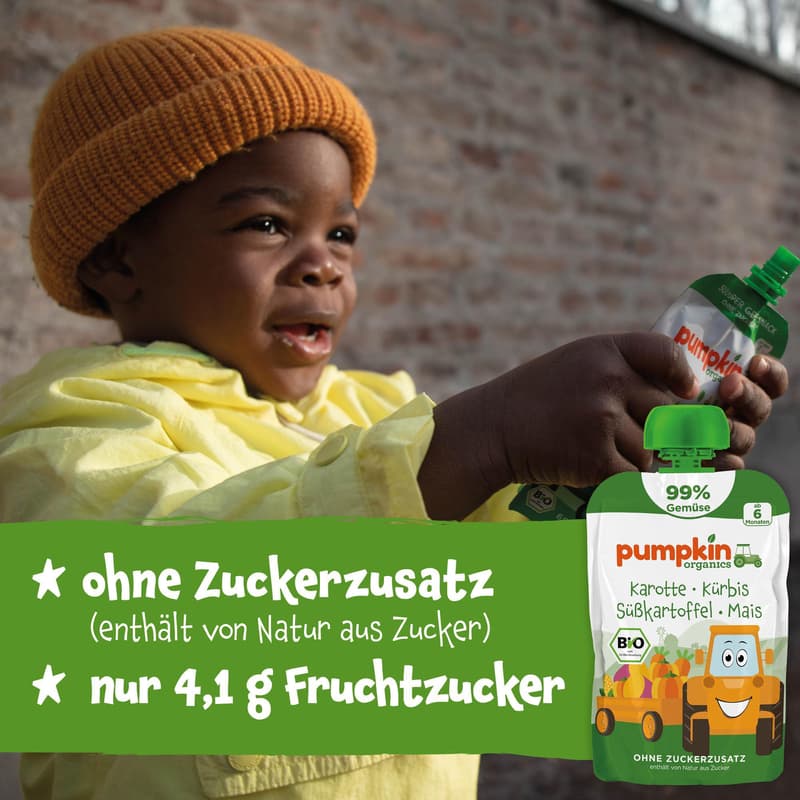 Pumpkin Organics BIO Quetschie Karotte, Kürbis, Süßkartoffel, Mais
